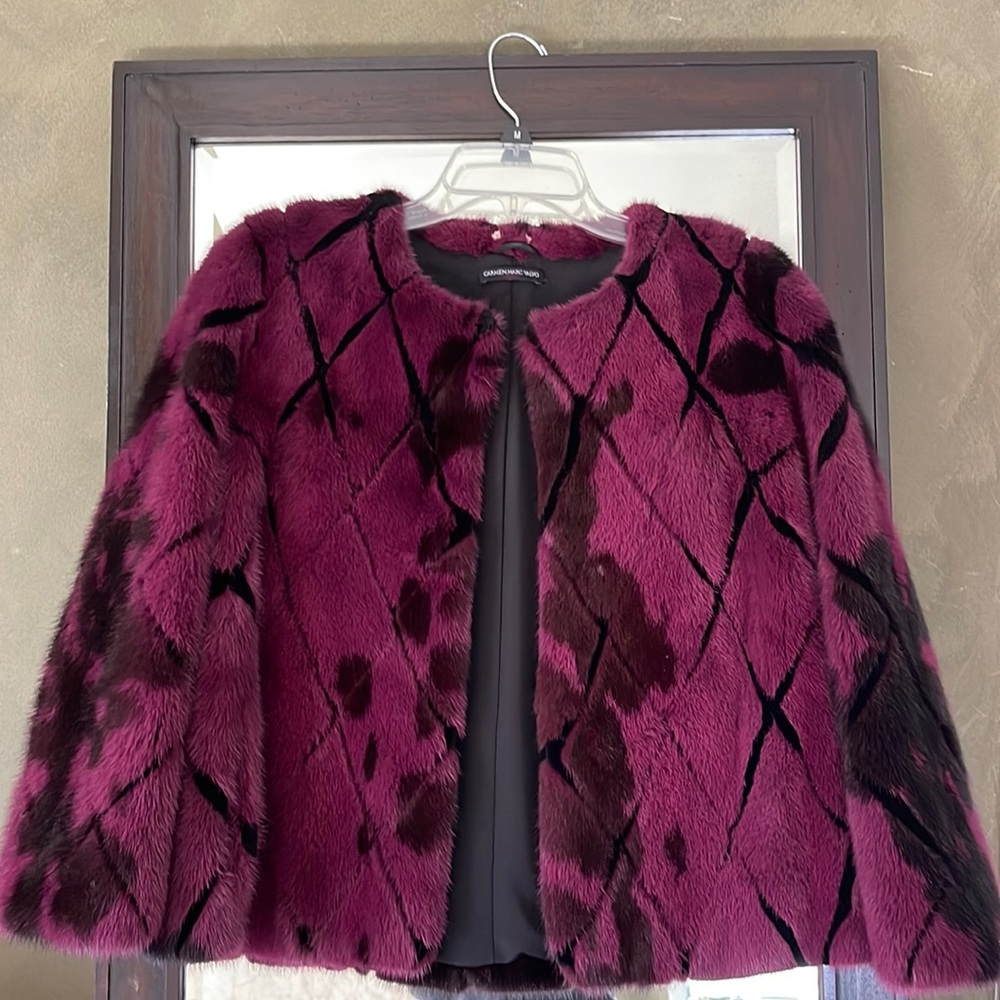 Carmen Marc Valvo Sophisticated and edgy genuine mink fur coat /jacket